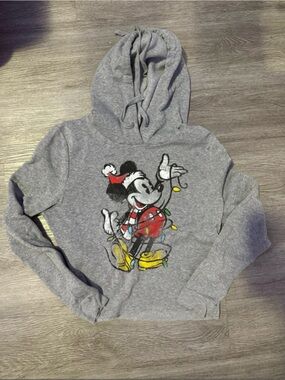 Disney Gray Mickey Mouse Graphic Hoodie Sweater